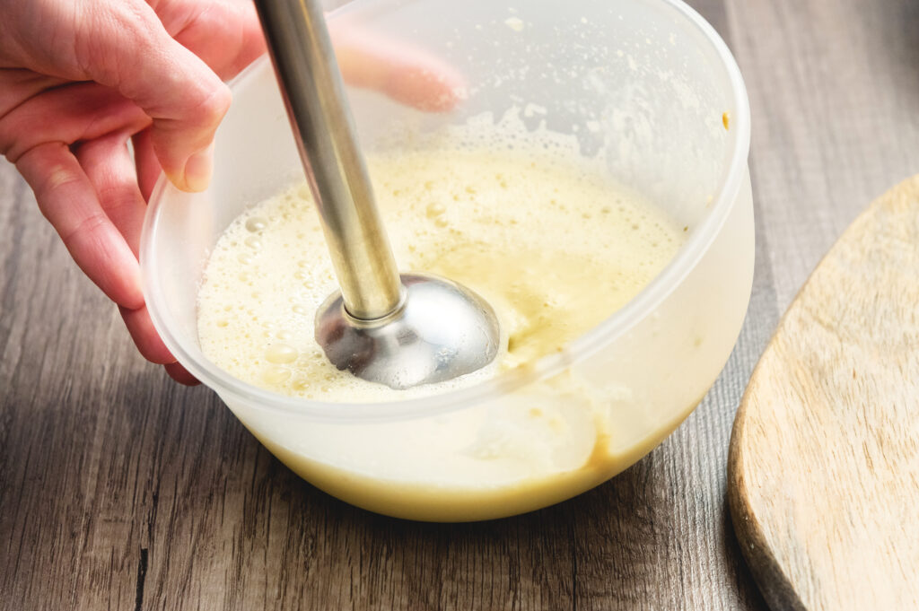 mayo mixed with a hand blender